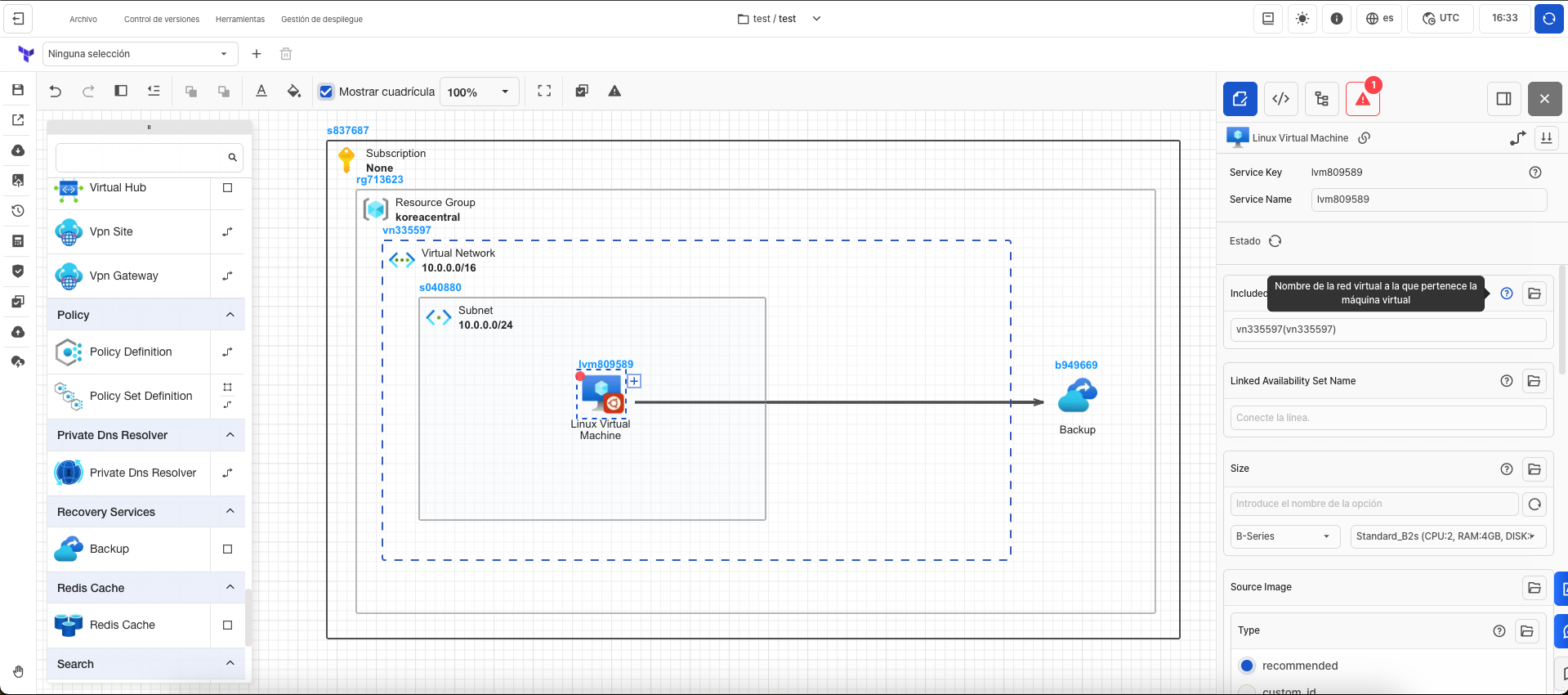 Imagen edición de opciones